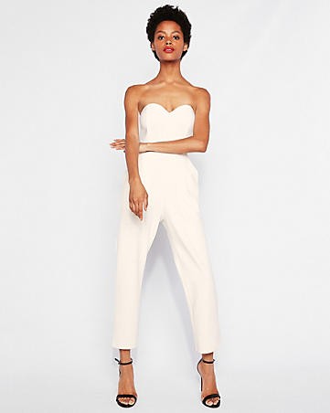 strapless sweetheart neckline jumpsuit | Express