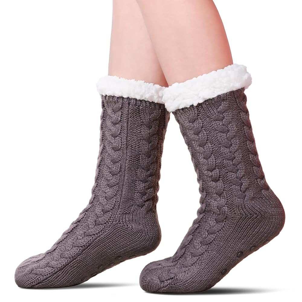 SDBING Women's Winter Super Soft Warm Cozy Fleece Lined Fuzzy Slipper Socks with Grippers | Amazon (US)