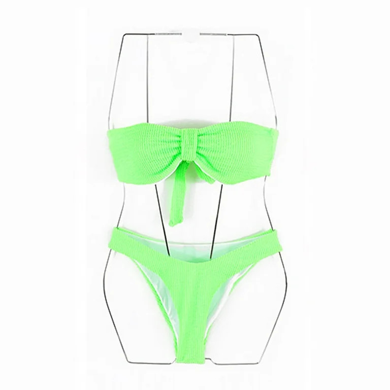 Sexy Neon Green Thong Bikini Bandeau Swimsuit 2024 Woman Swimwear Korean Bikinis Sets Brazilian W... | Walmart (US)