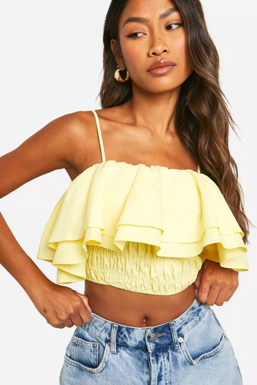 Puffball Cold Shoulder Crop Top | Boohoo.com (UK & IE)