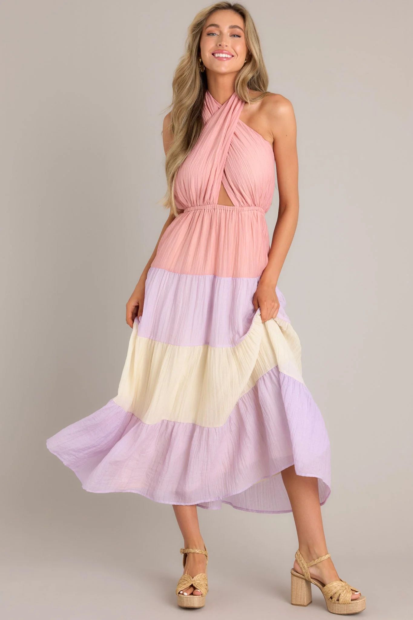 Falling Into Love Pink Multi Maxi Dress | Red Dress