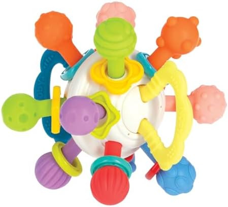 Nuby Twist Ball Teether Activity Toy with Rattle and Fun Bright Colors - Montessori Sensory Toy D... | Amazon (US)