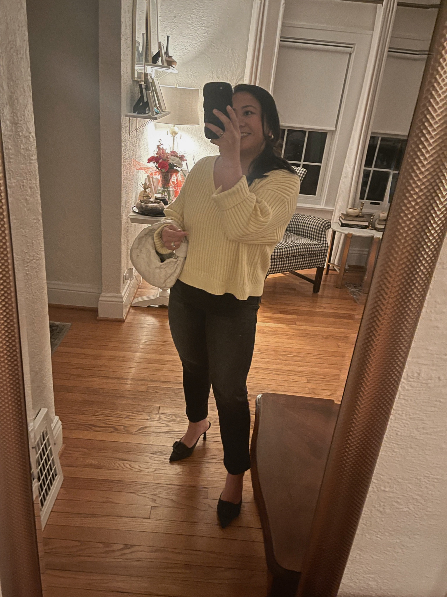 Date night 🤍 

Casual style, Abercrombie, yellow sweater, mom outfit 

#LTKfindsunder100 #LTKshoecrush