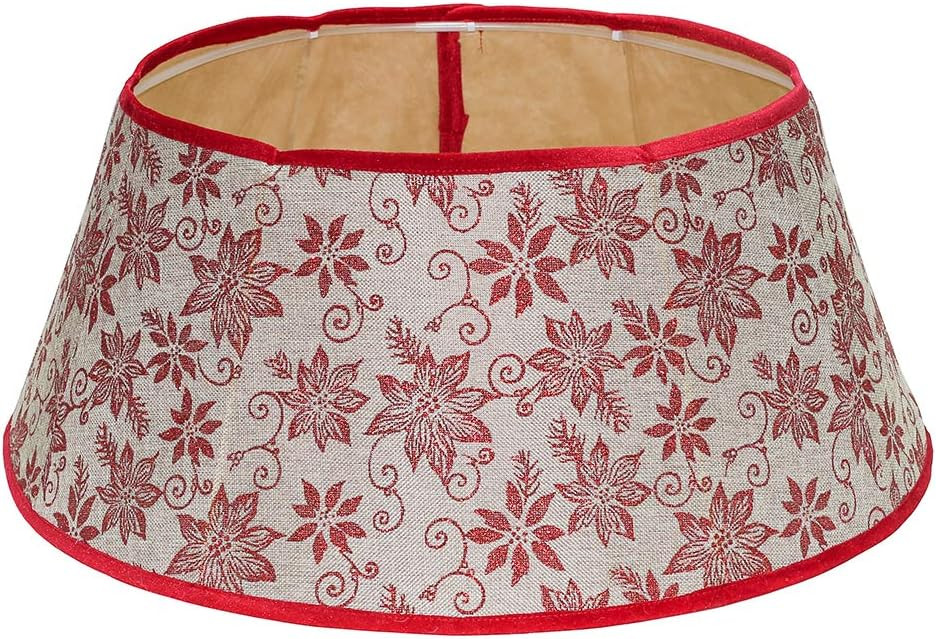New Traditions - Burlap Stand Band Christmas Tree Collar with Glitter Poinsettias - Tan/Red | Amazon (US)