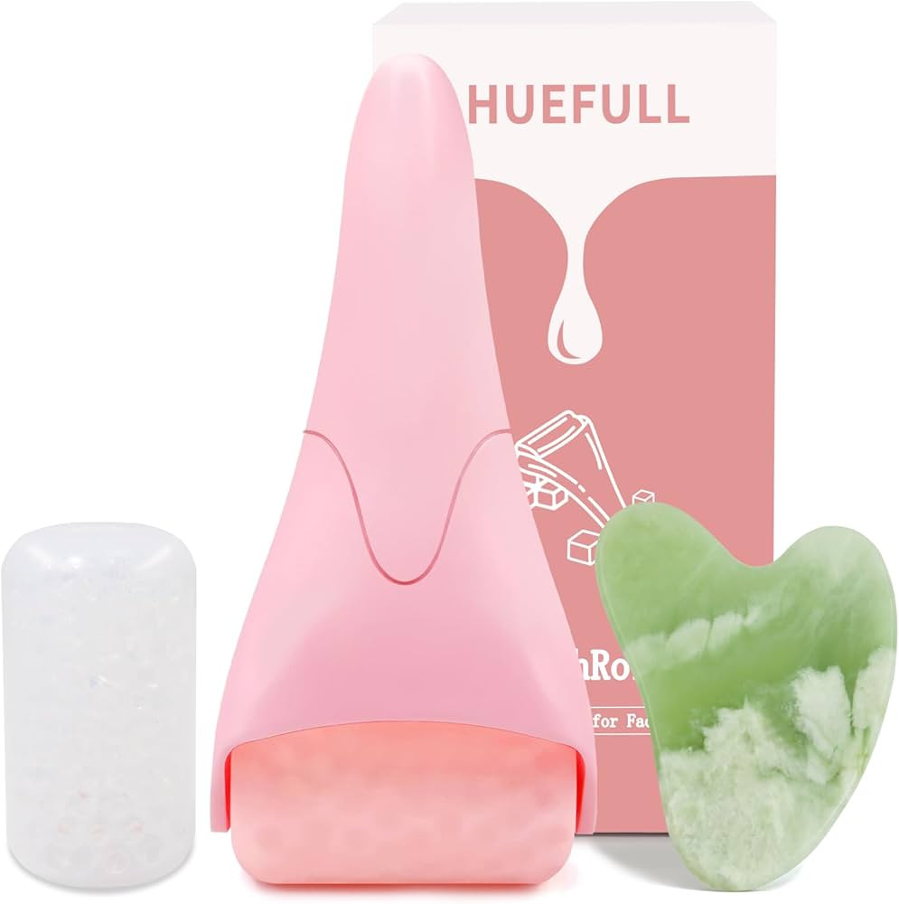 huefull Ice Roller for Face with 2 Rollers and Gua Sha Facial Tools, Face Roller for Self Care, G... | Amazon (US)