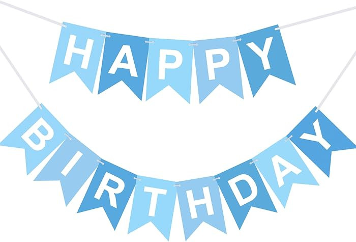 DomeStar Blue Happy Birthday Banner Decoration, Happy Birthday Banner Sign Garland Wall Door Flag... | Amazon (US)