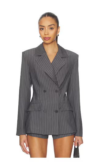 Sonnet Blazer in Grey Pinstripe | Revolve Clothing (Global)