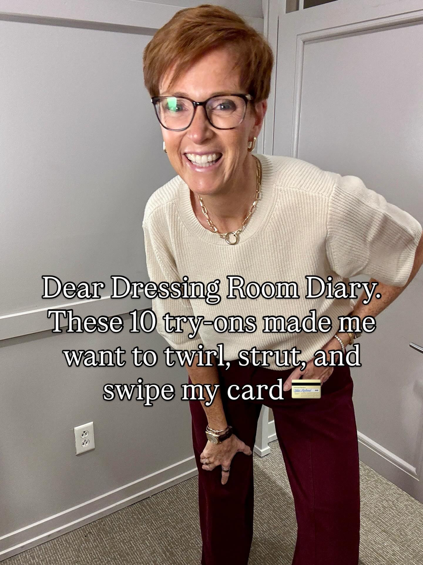 Dear Dressing Room Diary… 📓✨ This week’s try-ons had me doing happy dances in the mirror (and yes—snapping pics of it all for you!).

Follow, Like & Comment TRY ON and I’ll send links right to your DM.

From soft faux suede dresses to structured cropped tweed jackets, I’ve been playing with rich fall tones, timeless textures, and versatile silhouettes you can style now through Thanksgiving. This mix of dresses and elevated separates makes outfit building so much easier this season.

🛍️ Everything in this post is linked in my ShopMy storefront—and these pieces are going fast.
 So whether you’re browsing, building your fall wardrobe, or looking for a little “add to cart” inspiration, this carousel is for you.

💬 Which outfit are YOU adding to your fall lineup? Tell me below! 📌 Save this post to revisit on your next try-on day 👯‍♀️ Share with your fashion bestie who always texts “Do I need this?” 👉 Follow @atalldrinkofstyle for more tall-friendly, classic fall style and weekly outfit inspo 🛒 Shop everything now in my ShopMy storefront (linked in bio + stories!)

 #DressingRoomDiaries #FallTryOnHaul #FallFashion2025 #TallGirlStyle #ClassicStyleOver40 #WardrobeFavorites #TryOnTuesday #FallOutfitIdeas #WhatToWearThisFall #ShopMyStyle #ShopMyFavorites #Over40Style #EffortlessStyle #ClosetRefresh #timelessfashion

#LTKOver40 #LTKStyleTip #LTKTall