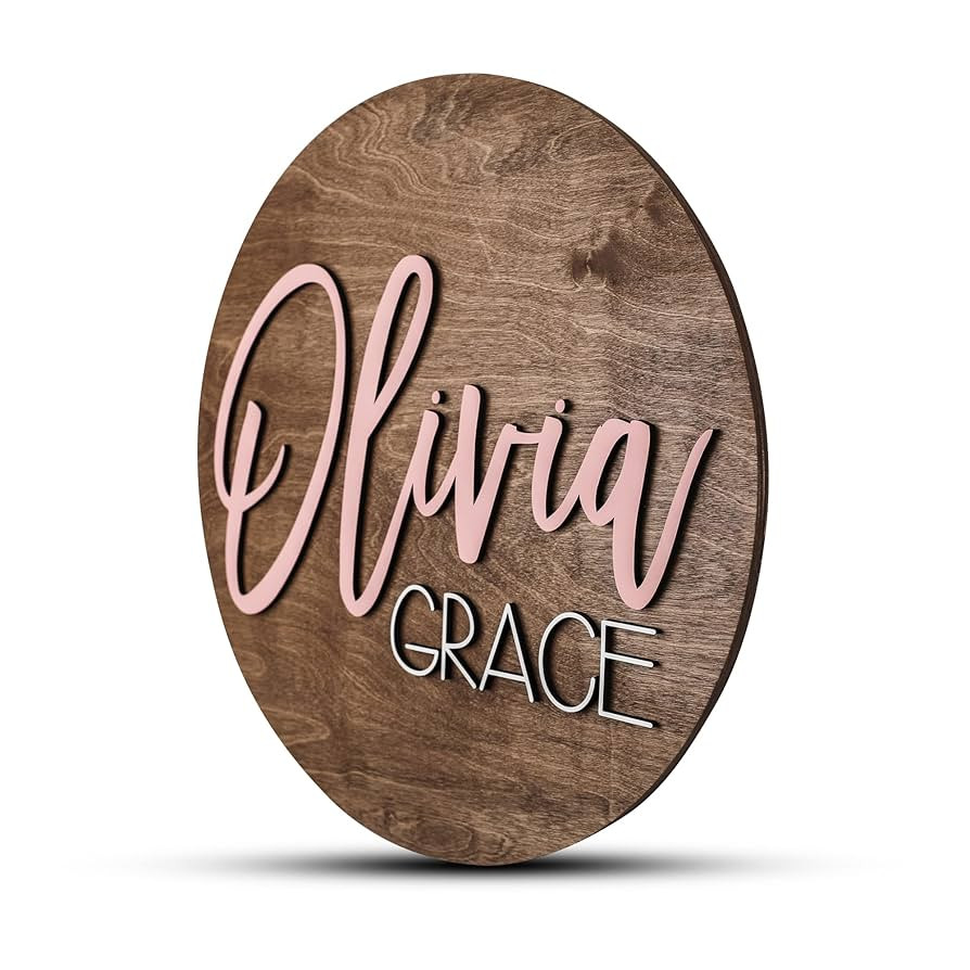 Custom Round Nursery Name Sign, Personalized Wooden Wall Plaque, 12" 18" 24" 30" 3D Wall Art for ... | Amazon (US)