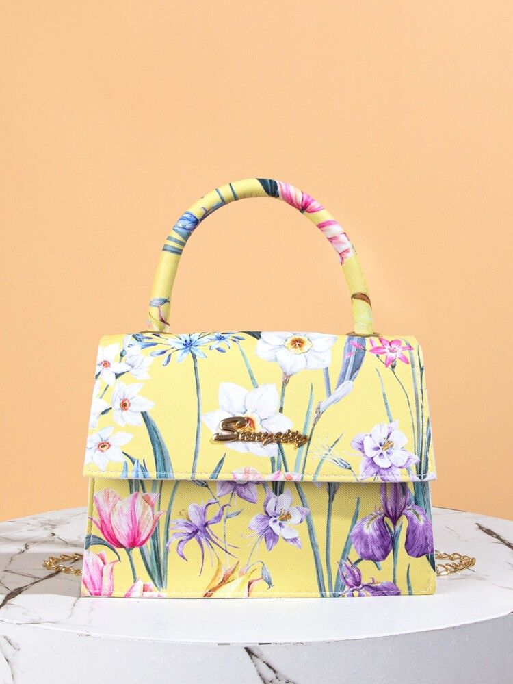Floral Pattern Flap Chain Satchel Bag | SHEIN