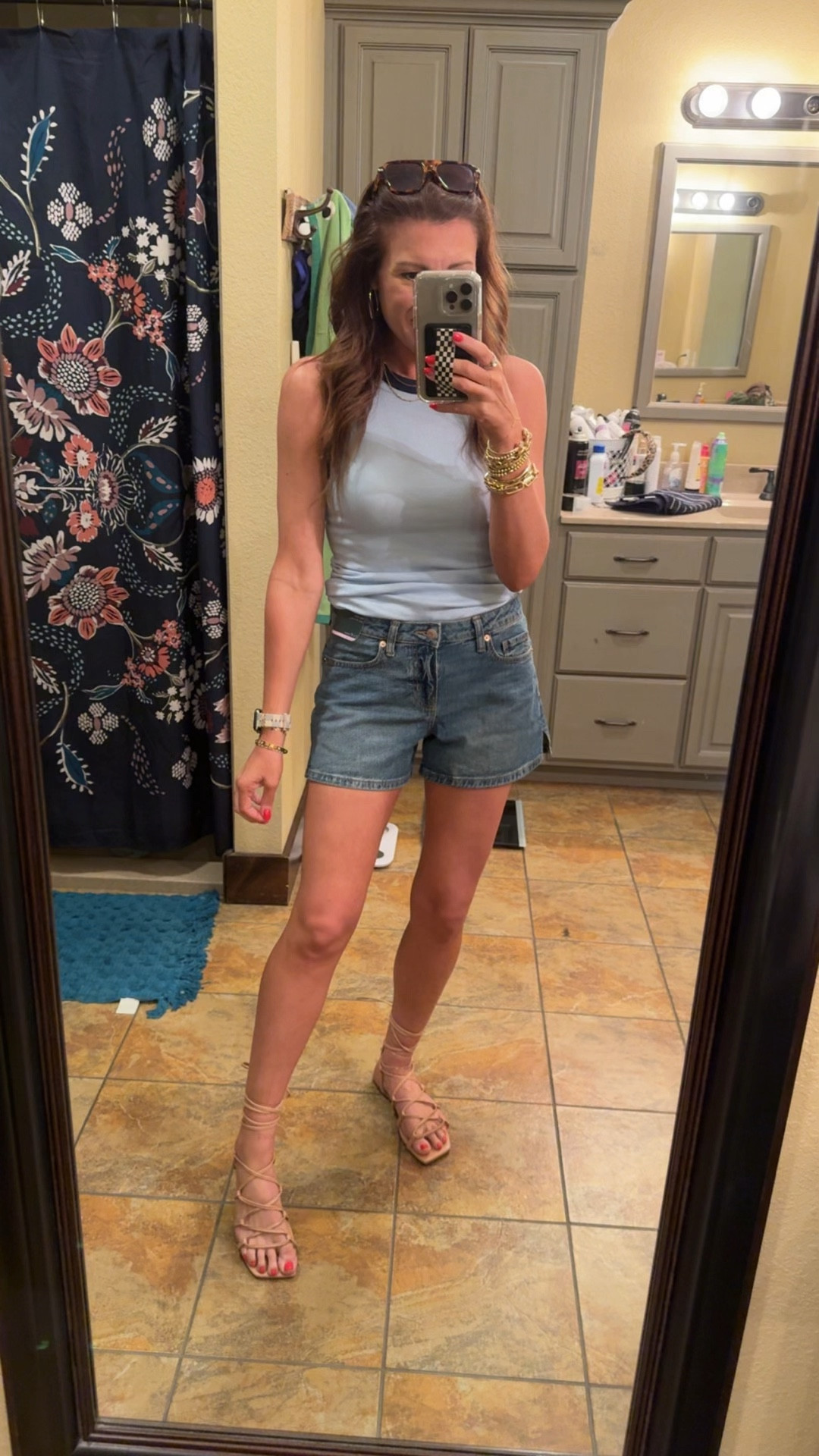 The shorts you will be obsessing over all summer! Mid rise, 4 inch inseam, and the fit 👌🏼👌🏼👌🏼! Run! Wearing a size 2 in shorts and size med in tank. 

5’4 , Small, waist 25/26, Size 2/4
Target | summer style | mid rise shorts | denim | mom style | trending | viral | ootd | outfit inspo 

#LTKStyleTip #LTKSaleAlert #LTKOver40