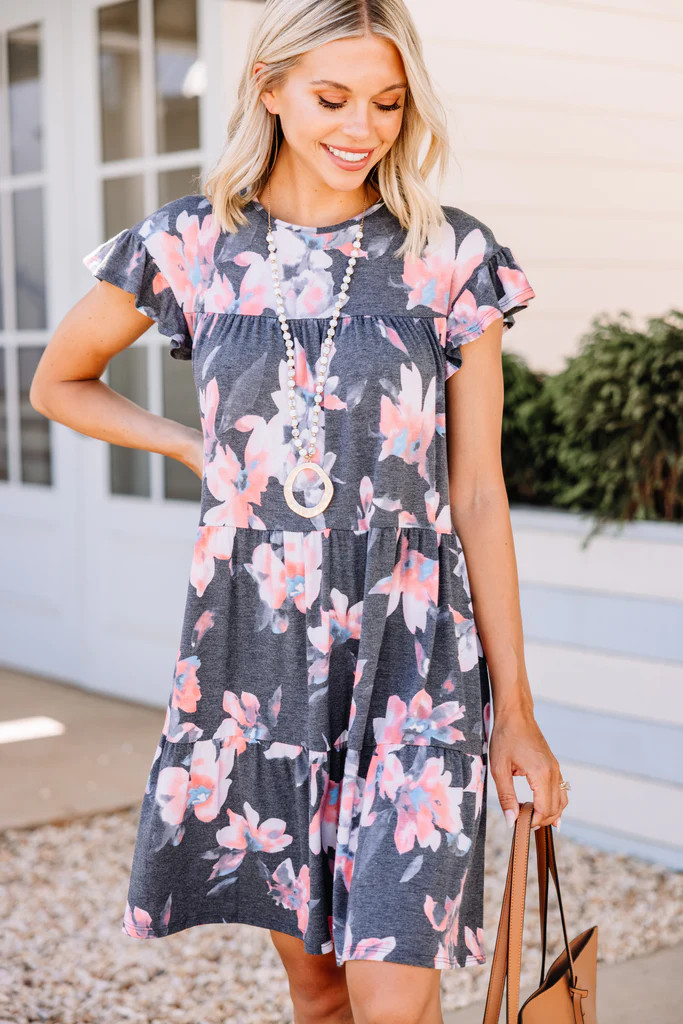 What a Lovely Life Charcoal Gray Babydoll Dress | The Mint Julep Boutique