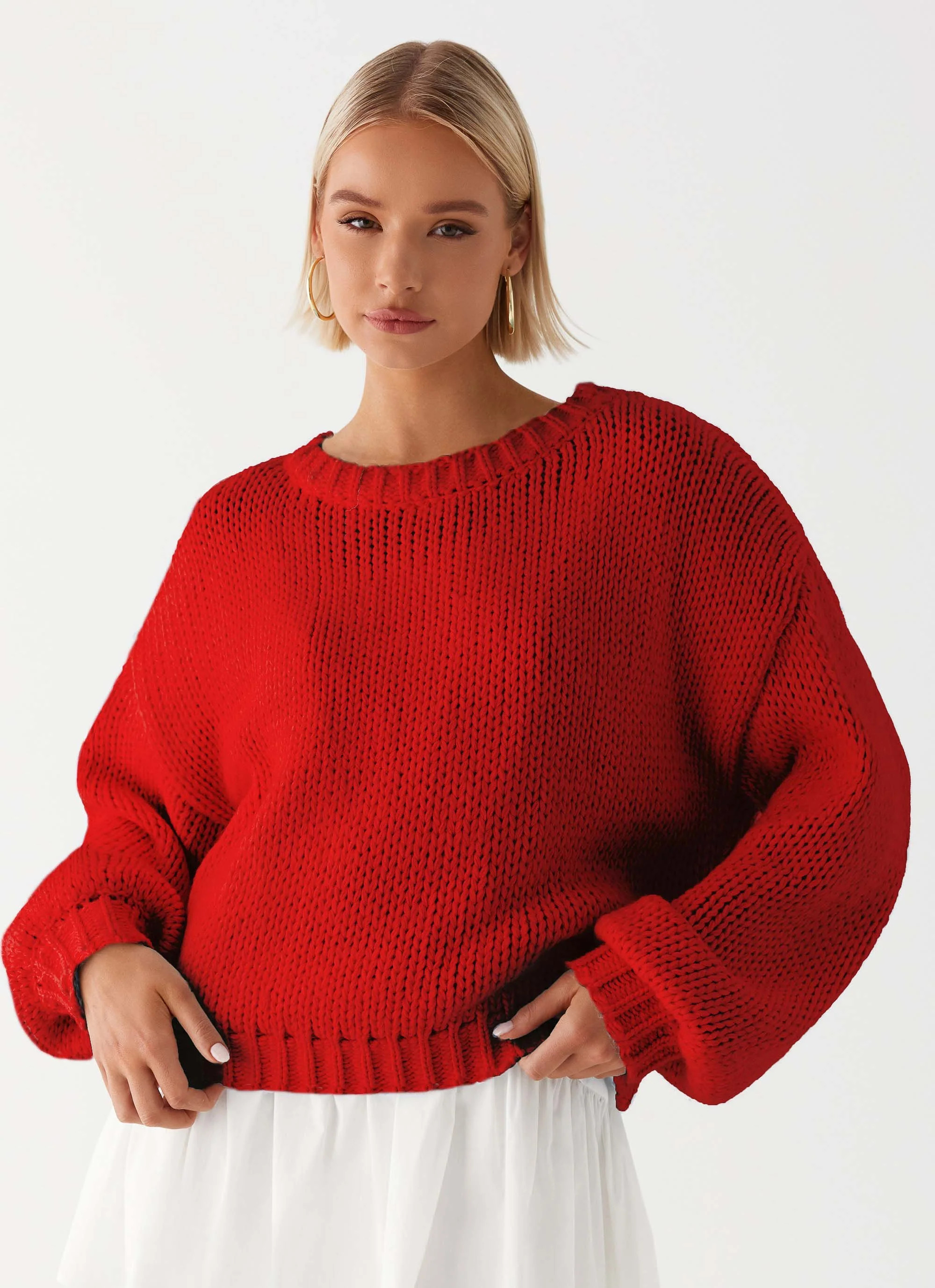 Costella Knit Sweater - Red | Peppermayo (Global)