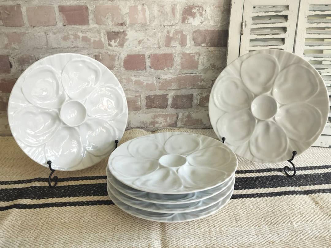 6 X French Antique Pillivuyt White Porcelain Oyster Plates - Etsy | Etsy (US)