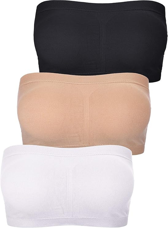 Women Bandeau Bra Padded Strapless Bralette Bra Seamless Bandeau Tube Top | Amazon (US)