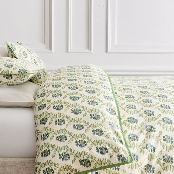 Jawahar Full/Queen Duvet, Celadon | West Elm (US)