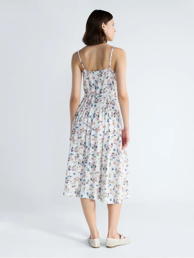 Free Assembly Women's Linen Blend Sleeveless Belted Midi Dress, Sizes XS-XXL - Walmart.com | Walmart (US)
