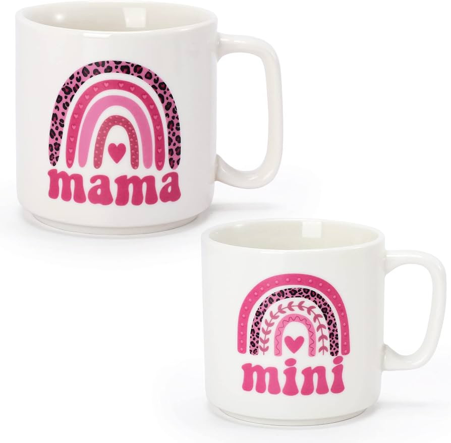 Nefelibata Mama Mini Mug Set of 2 Pink Leopard Boho Rainbow Mommy and Me Mother's Day Gifts Hot C... | Amazon (US)