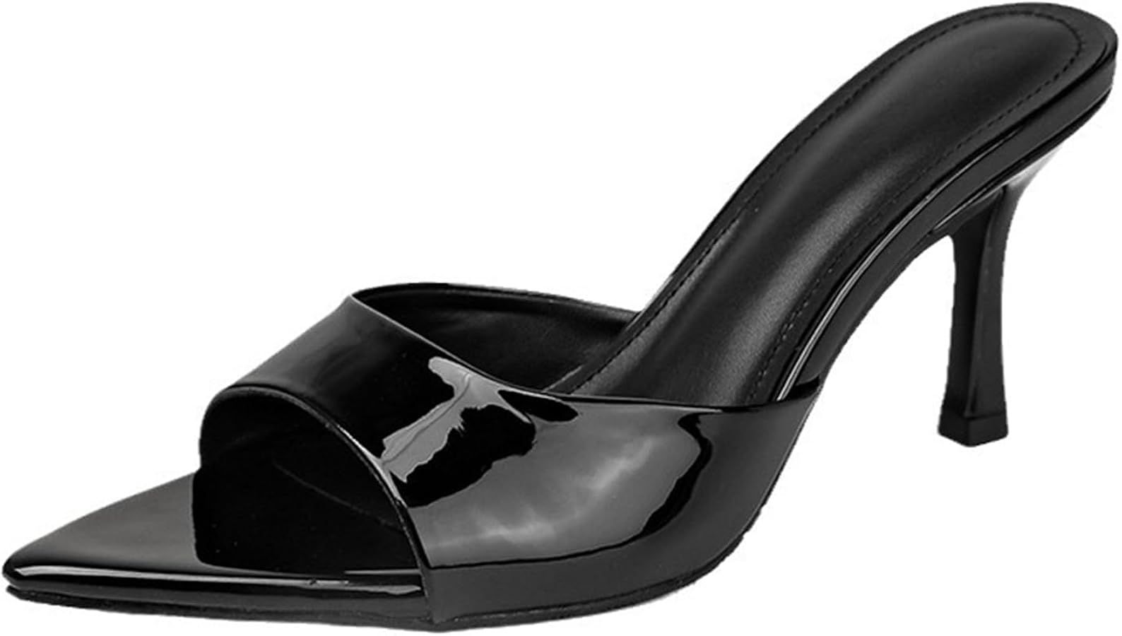 Women's Patent Leather Pointed Toe Open Toe High Heel Sandals Comfortable Slingback Slip-On Mule ... | Amazon (US)