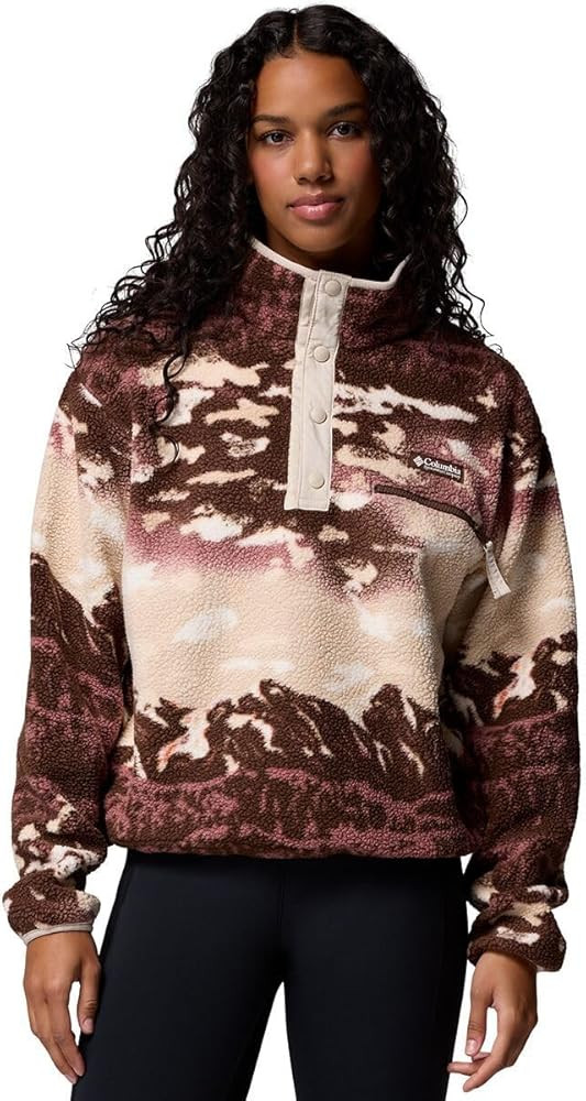 Columbia, Womens, Helvetia™ II Printed Cropped Half Snap, Tobacco Sisters/Dark Stone, Medium | Amazon (US)