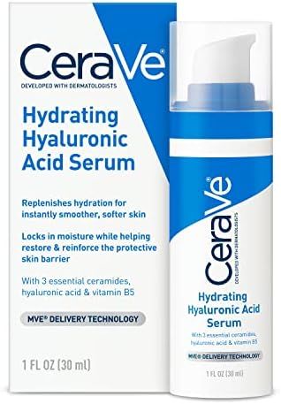 Cerave Hyaluronic Acid Serum for Face with Vitamin B5 and Ceramides | Hydrating Face Serum for Dr... | Amazon (US)
