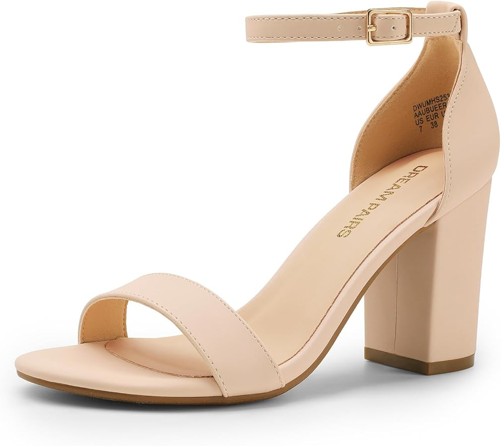 DREAM PAIRS Heels for Women Chunky Block Heel Open Toe Ankle Strap 3.5 Inch Heeled Sandals for Pa... | Amazon (US)