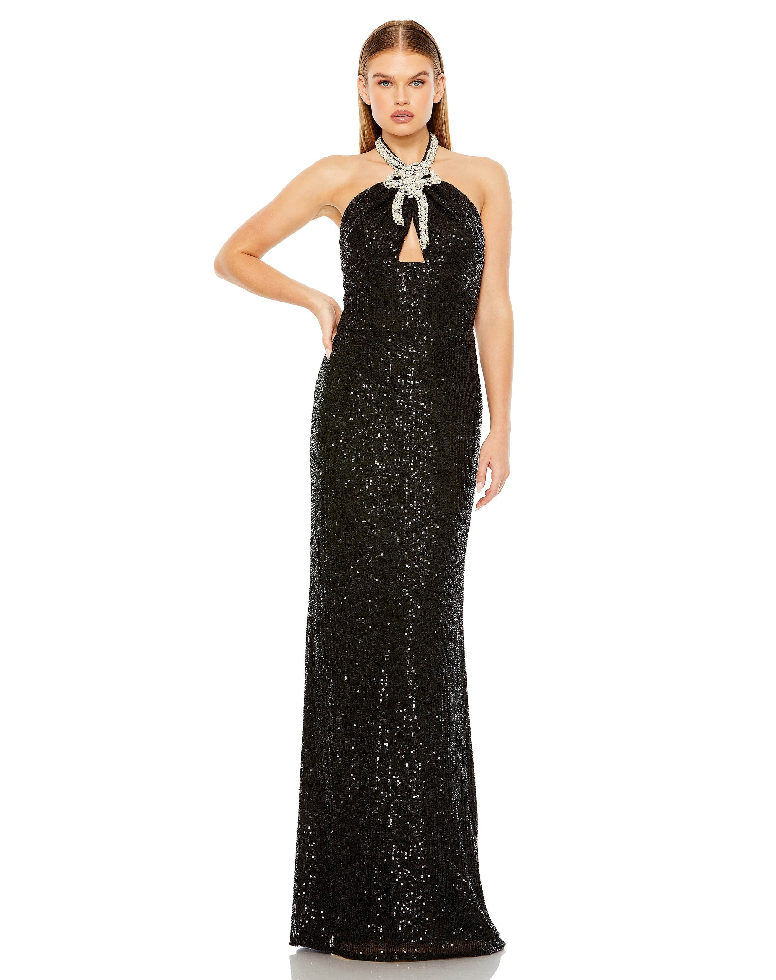 Halter Keyhole Sequin Gown | Mac Duggal