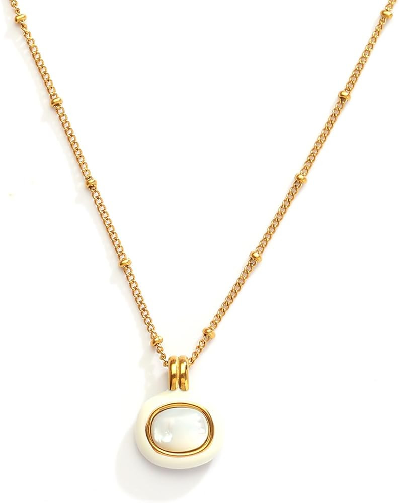 Beaded Necklace Gold Necklace for Women Delicate Stone Necklaces Elegant Turquoise Necklace Malac... | Amazon (US)