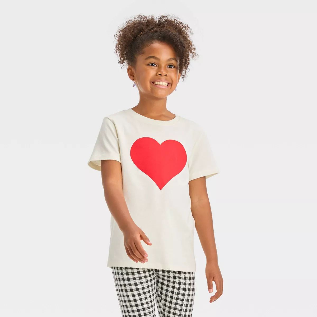 Kids' Short Sleeve 'Heart' Graphic T-Shirt - Cat & Jack™ Cream | Target