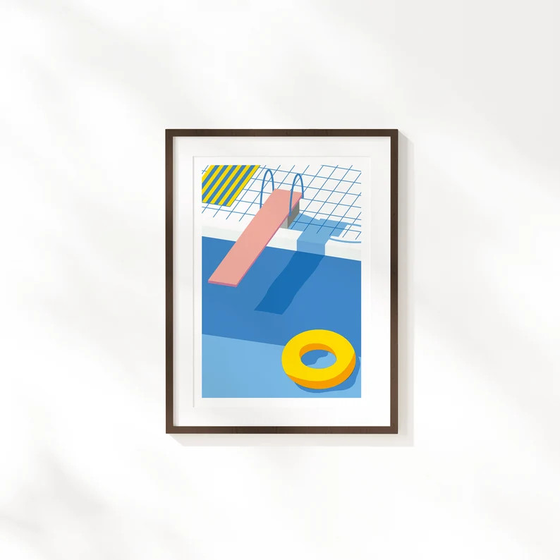Diving Board Swimming Pool Art Print - A4, 30 X 40 Print - Summer Decor - Modern Beach Interior W... | Etsy (Global)