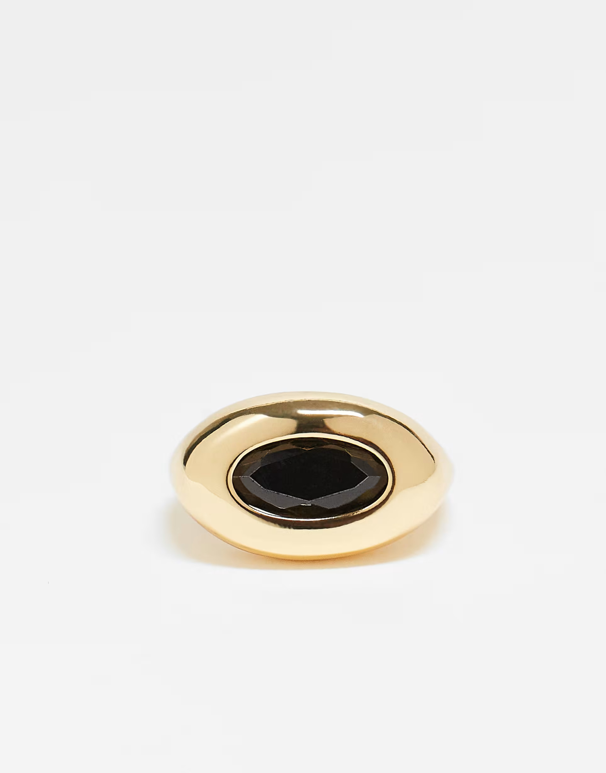ASOS DESIGN 14k gold plated ring with black stone detail | ASOS (Global)