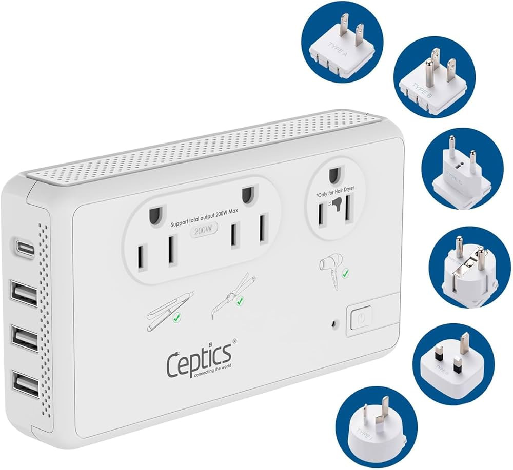 Ceptics 2000W Travel Voltage Converter for Hair Dryer & 200W Convert 220V to 110V for Curling Iro... | Amazon (US)