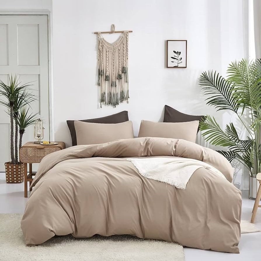 Houseri Taupe Comforter Set Queen Light Brown Bedding Queen Size Tan Comforter Set Light Khaki Co... | Amazon (US)