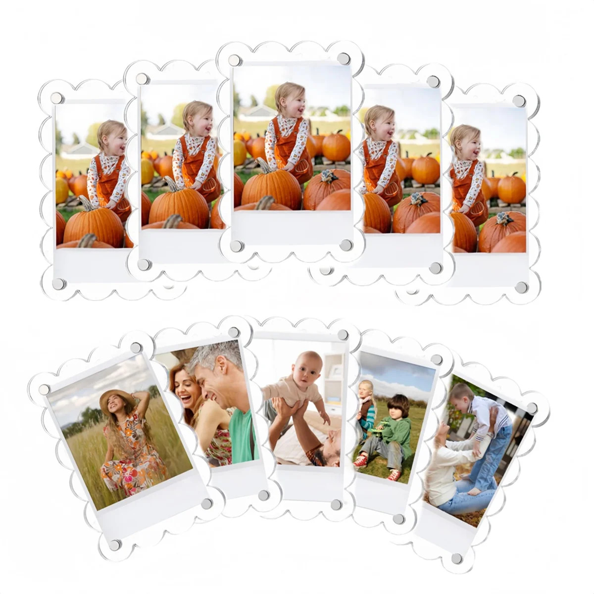 10 Pack 2.36 X 3.54 Inch Acrylic Fridge Magnetic Frame Scalloped, Double Sided Frame, Refrigerato... | Walmart (CA)