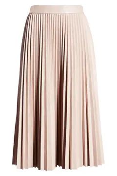 x Atlantic-Pacific Pleated Croc Faux Leather Midi Skirt | Nordstrom