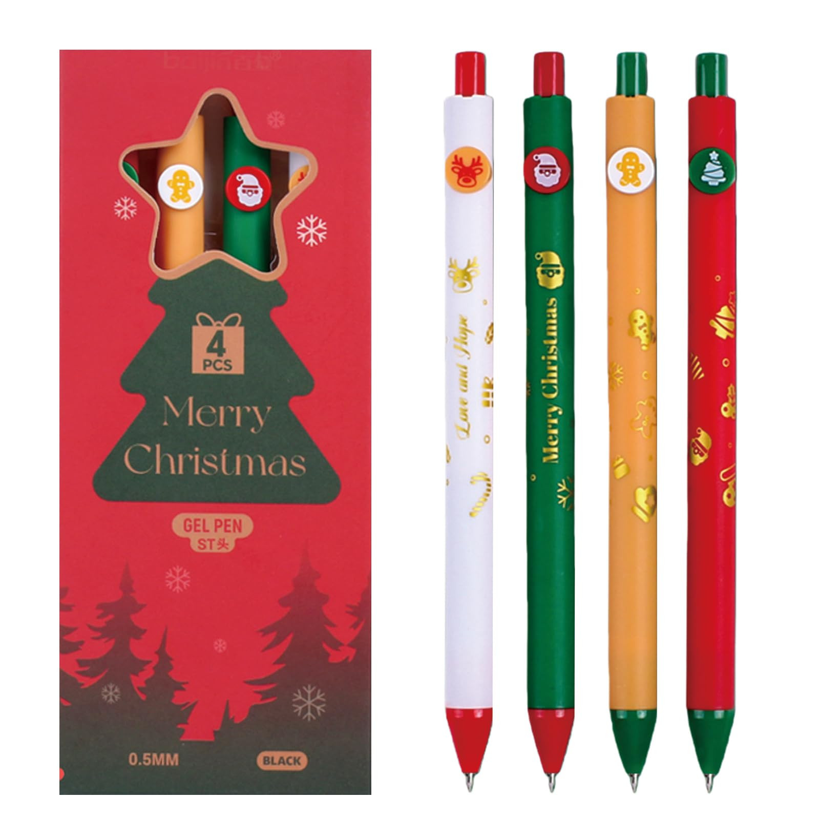 4 Pcs Cute Gel Ink Pens Christmas Retractable Pens Cartoon Xmas Pen 0.5mm Smooth Writing Pen for ... | Amazon (US)