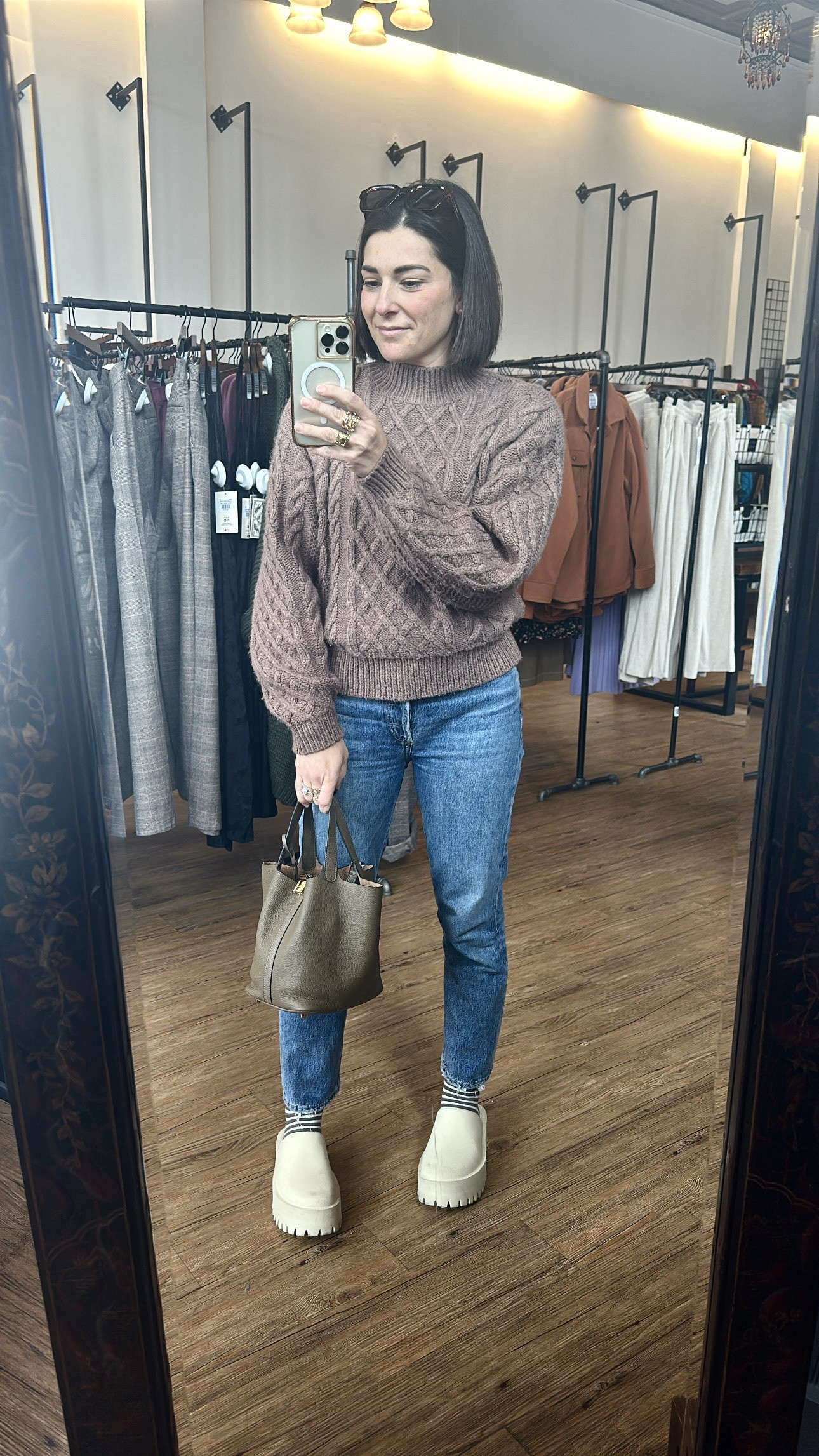 Found a way to make my clogs winter appropriate 😍 paired with socks and a chunky sweater for some mountain shopping ❄️ 

#LTKFindsUnder50 #LTKShoeCrush #LTKTravel