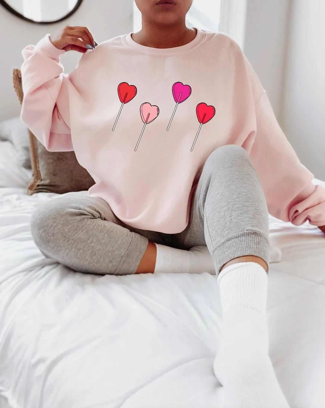 Valentines Sweatshirt - Lollipop Valentines Design Sweatshirt - VDay Sweatshirt - Valentines Day ... | Etsy (US)