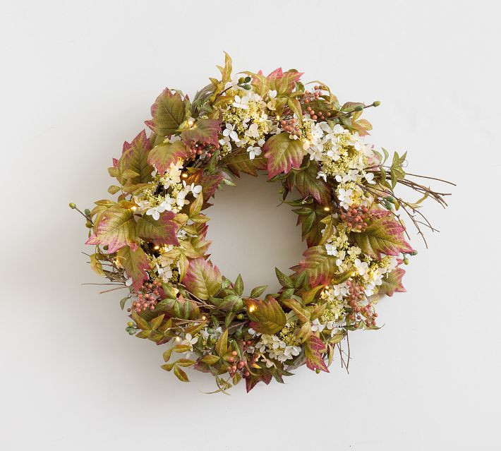 Faux Oak Leaf and Hydrangea Wreath & Garland | Pottery Barn (US)