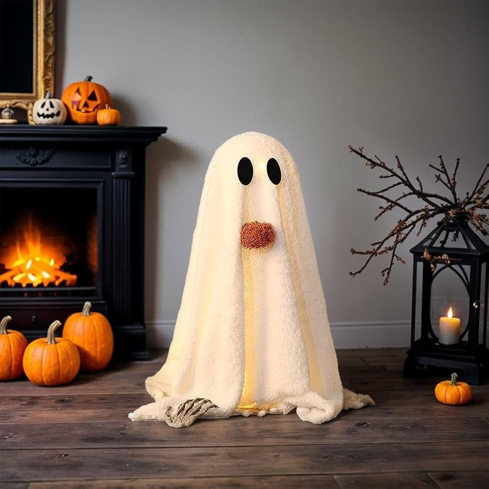 Halloween Decorations, Light-Up Ghosts with Pumpkins, Cute Ghost Tabletop Ornament, Lighted Holid... | Amazon (US)
