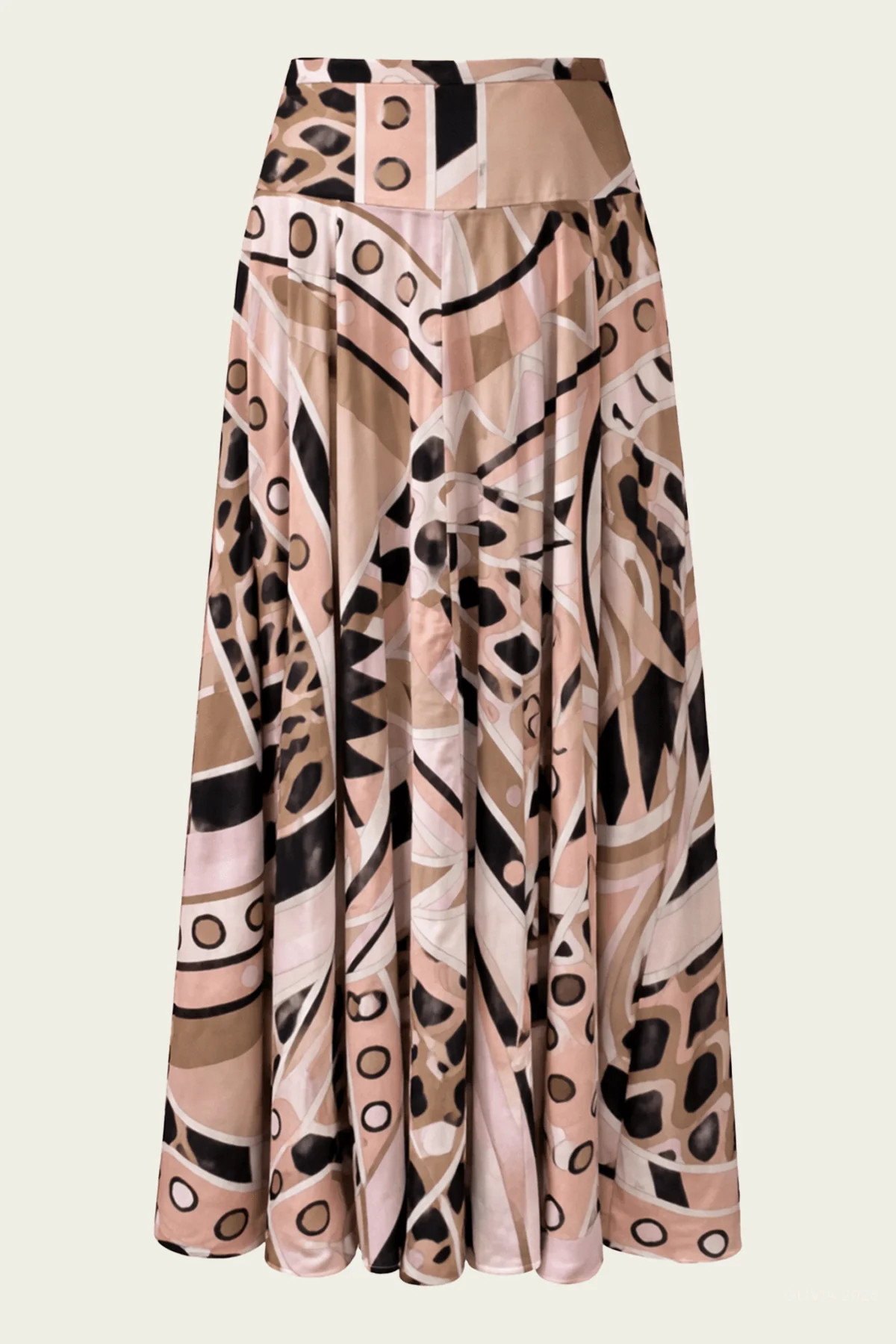 Vivara-Print Long-Skirt Cotton Skirt in Nude - Multicolor. 42 IT | Shop Olivia