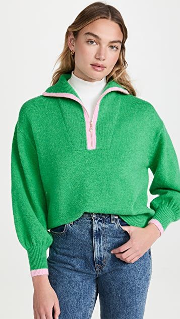Lorna Green Zip Collar  Sweater | Shopbop