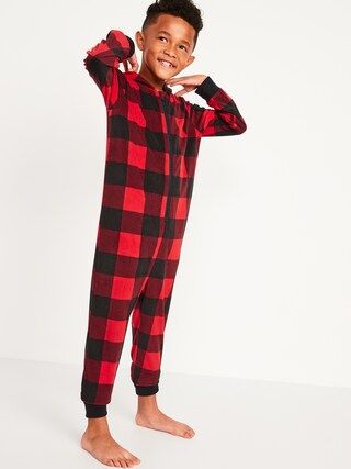 Gender-Neutral Matching Microfleece Hooded One-Piece Pajamas For Kids | Old Navy (US)