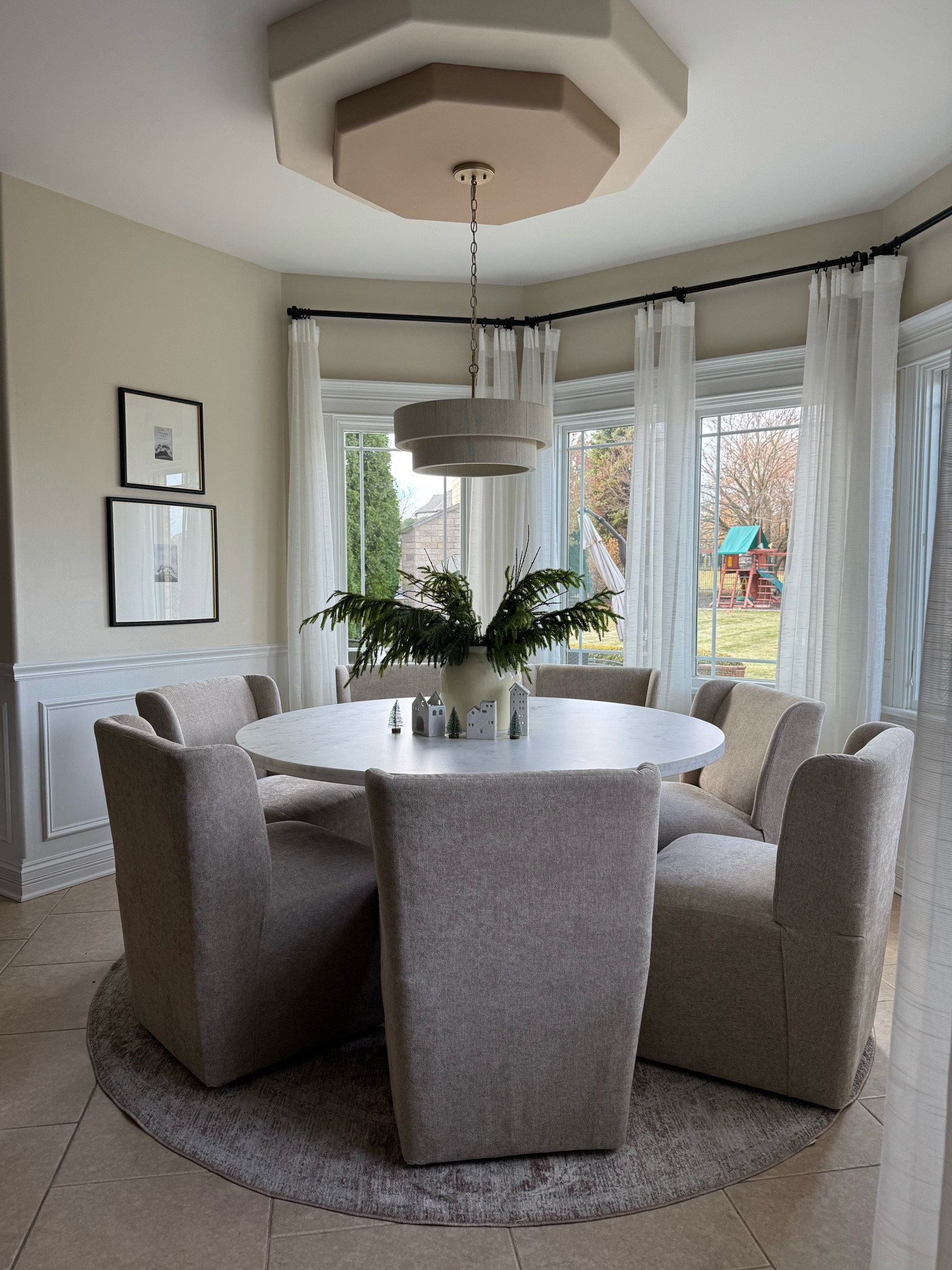 Breakfast nook view! We got a new dining table and dining chairs for our breakfast nook! I am obsessed with this view! 

#diningtable #diningchairs #breakfastnook #diningroom #amazonhome #founditonamazon #holidaydecor #holidayhome #targethome #wayfairfinds #wayfairhome 

#LTKHome #LTKSaleAlert #LTKHoliday