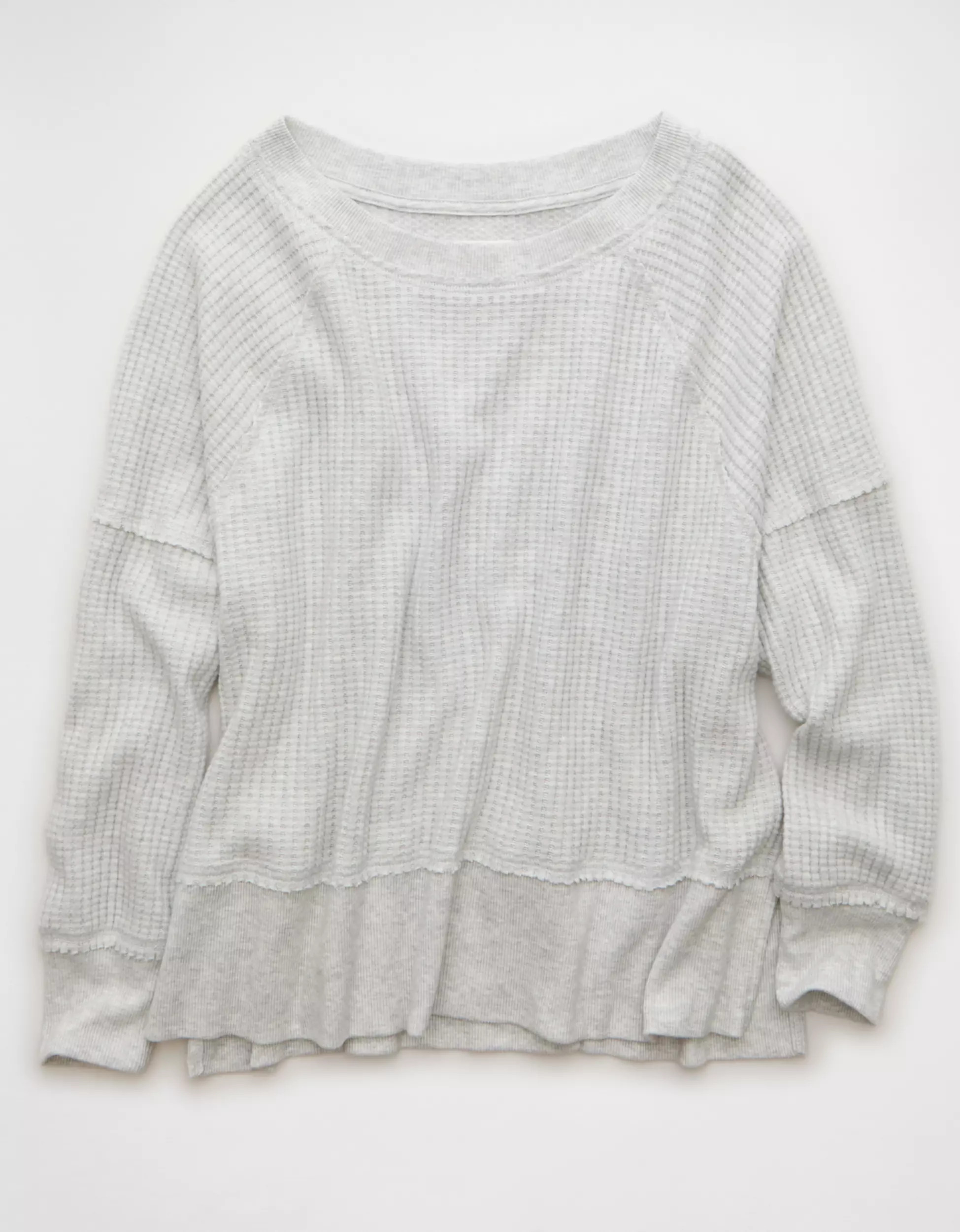AE Big Hug Off-The-Shoulder Waffle Sweatshirt | American Eagle Outfitters (US & CA)