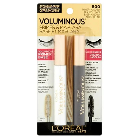 L'Oreal Paris Voluminous Lash Primer and Mascara, Primer + Blackest Black, 2 COUNT | Walmart (US)