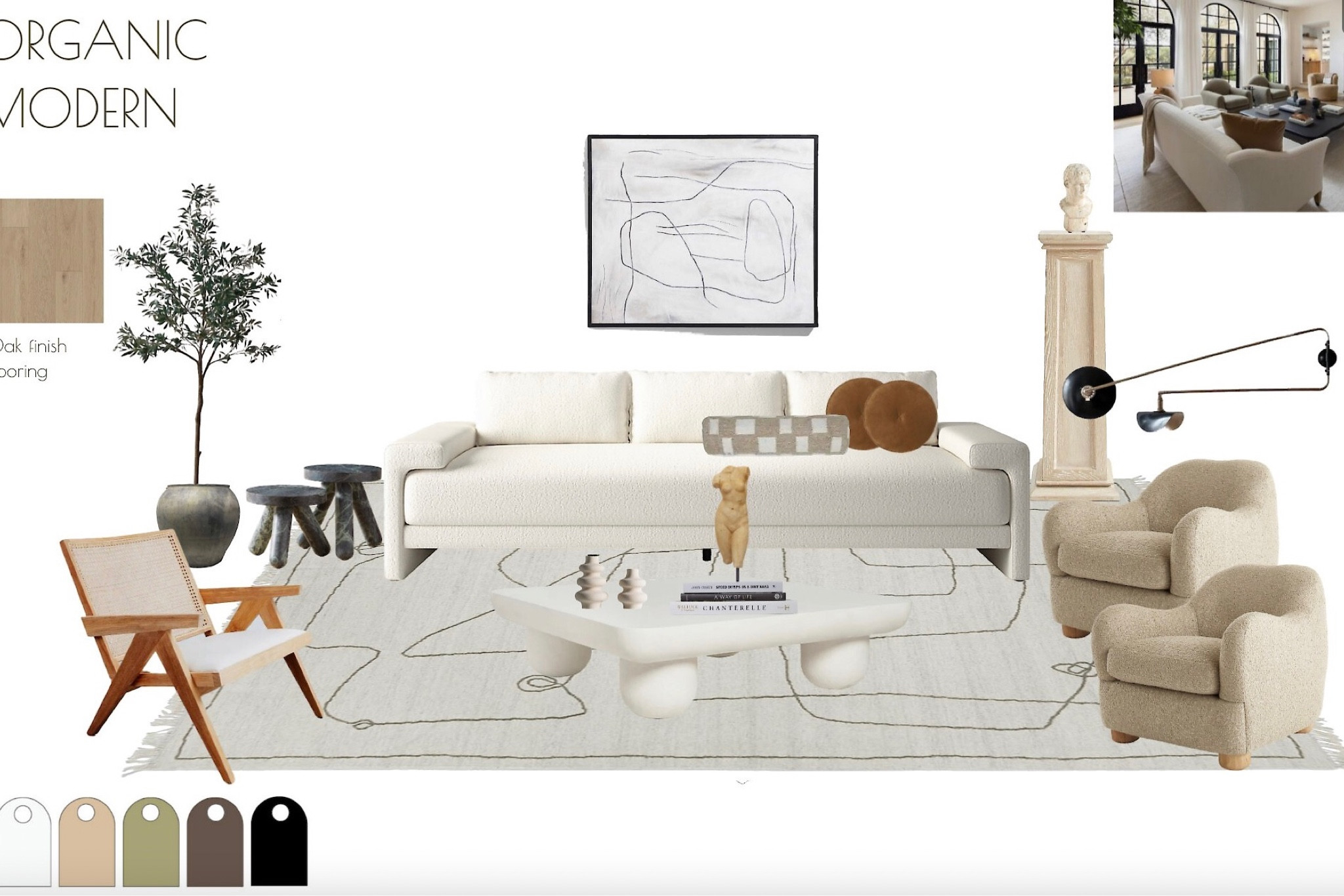 Neutral livingroom home decor,
White sofa, white coffee table, abstract art and modern rug, pedestal, organic modern earthy home decor.

#LTKhome #LTKFind