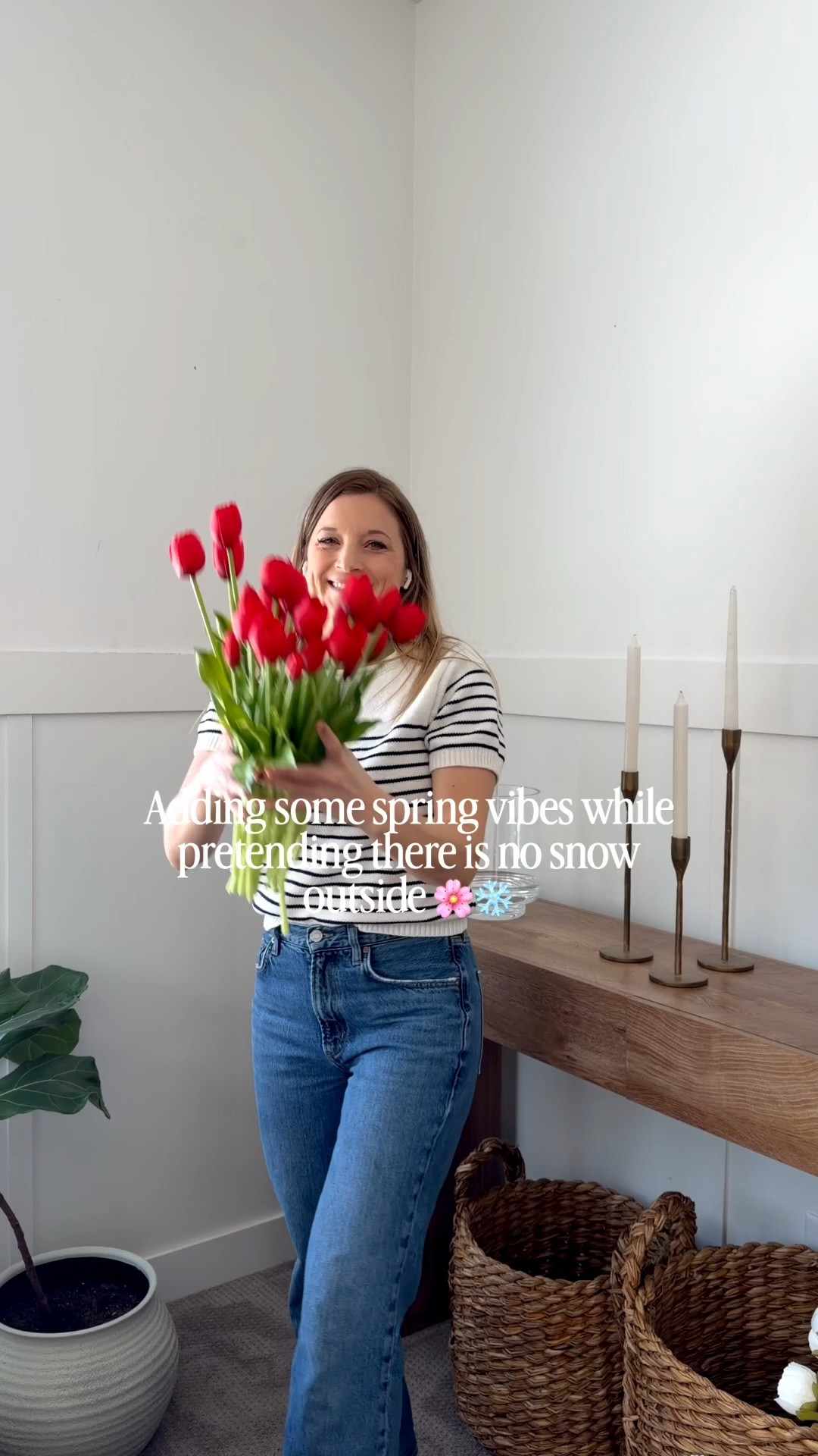 If I just close these shades...

Are you adding spring vibes inside yet?!
Comment TULIP for the link to these extremely realistic faux tulips! They are absolutely gorgeous and give us the right amount of color!!  