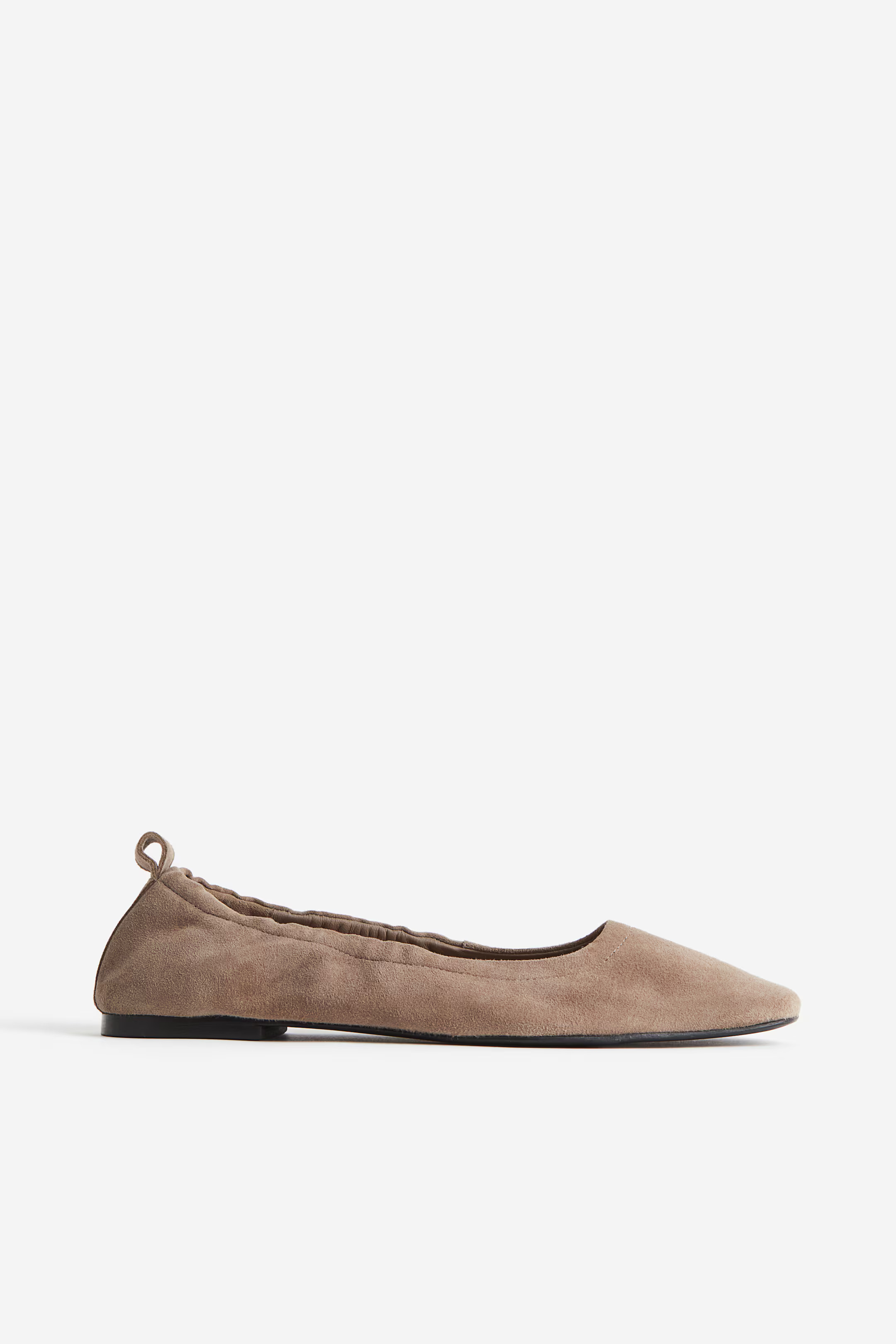 Suede ballet pumps - Dark beige - Ladies | H&M GB | H&M (UK, MY, IN, SG, PH, TW, HK)