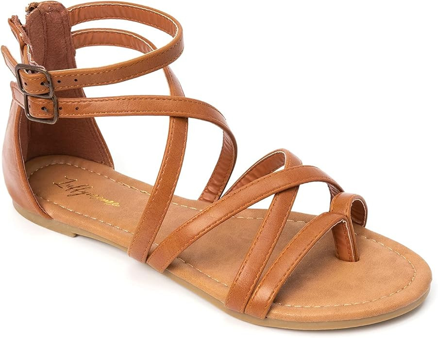HEVA Women's Casual Strappy Sandals Comfort Adjustable Flat Sandals | Amazon (UK)